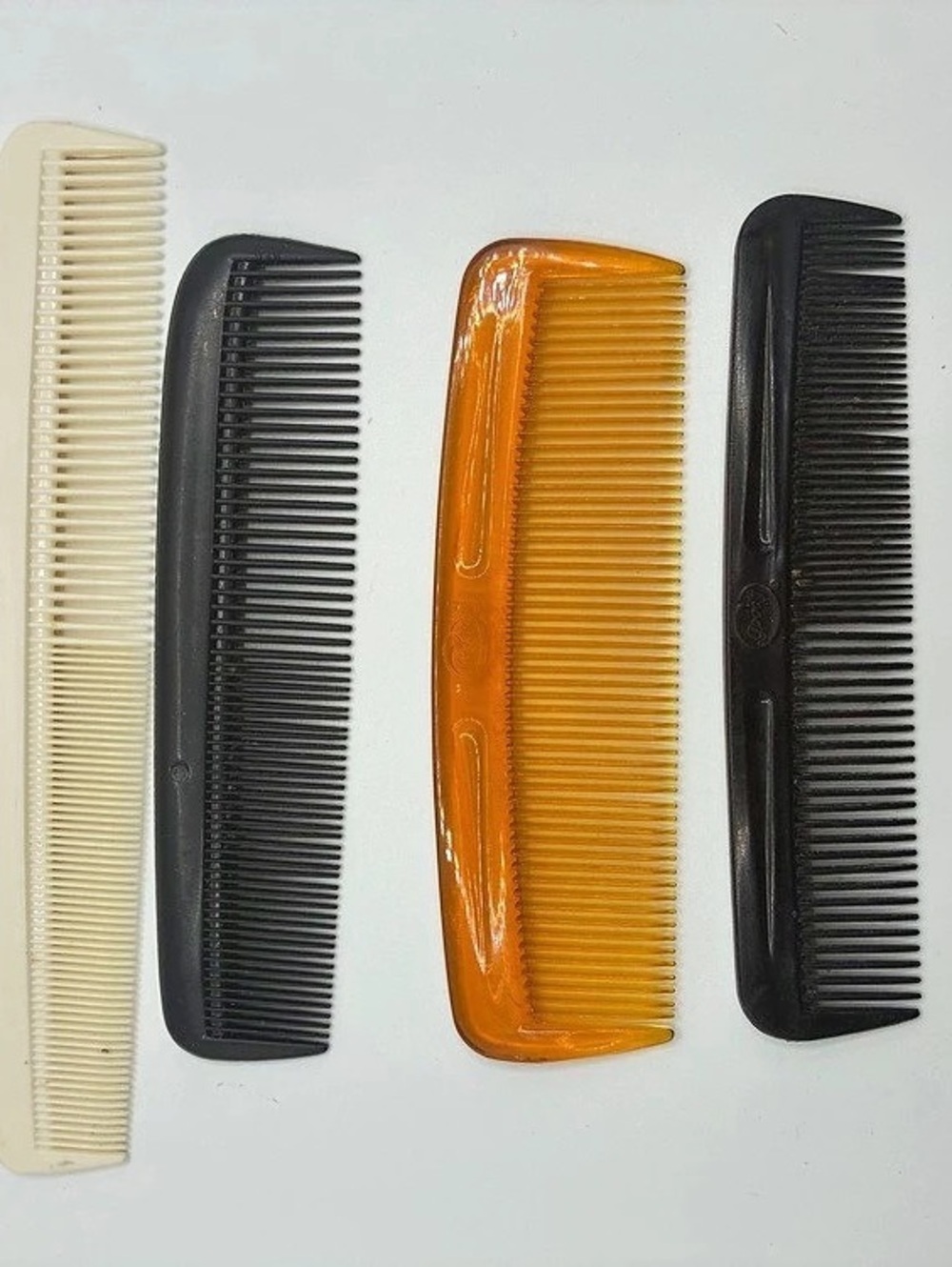Four-Piece Hair Comb Set in Black & Orange